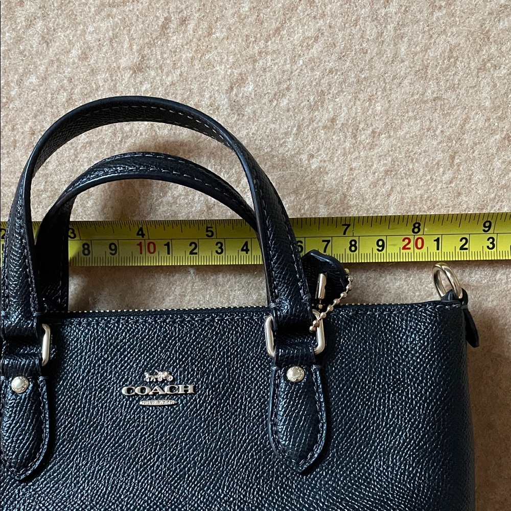 Coach Black Pebbled Genuine Leather Satchel Mini Handbag Tote 90s - Picture 3 of 9